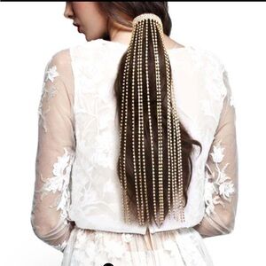 New Rhinestone & Gold Hair Chain Ponytail Accessory